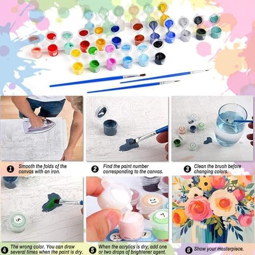 Arttoplus Flower Paint by Numbers Kit for Adults Beginner 16x20 inch - Image 6