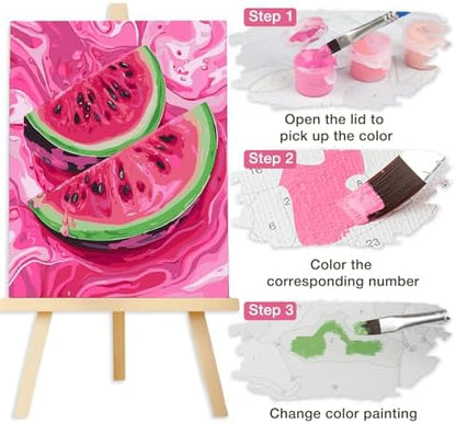 Lxmsja Watermelon Paint by Numbers Kit for Adults, Fresh Color Acrylic Paint by Numbers for Adults Beginner, DIY Craft Supplies Oil Painting Kits for Home Wall Decor 16x20 inch (No Frame) - Image 7