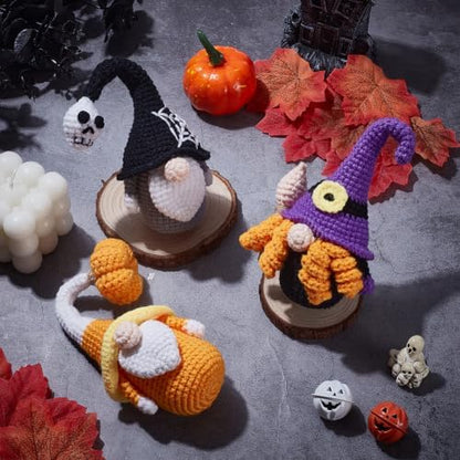 ACRNIGHEET 3Pcs Gnome Crochet Kit for Adults Beginners, Halloween Decorations Crochet Kit Complete Knitting Kits for Beginners with Step-by-Step Instruction DIY Craft Gift - Image 5