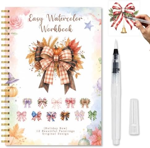 Holiday Bow Watercolor Workbook, Christmas and Halloween Painting Book by Unknown