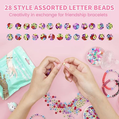 ARTDOT 800 Pieces Assortment Letter Beads for Friendship Bracelets Making Kit, 28 Styles Jewelry Making Supplies Alphabet Beads Set Preppy Crafts Art, Black Multicolor - Image 3