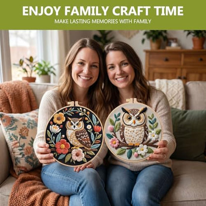 Santune Embroidery Kit for Beginners Needlepoint Cross Stitch Kits Adult Needle Point Sets with Owl Embroidery Patterns, Includes Step-By-Step Instructions and Accessories - Image 6