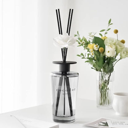 COCODOR White Flower Reed Diffuser / Black Cherry / 1 Pack / Home & Office Decor Aromatherapy Diffuser Oil Gift Set / Large Size, Large Capacity, Big Size Diffuser, Black Edition/16.9Ounce(500 ml)