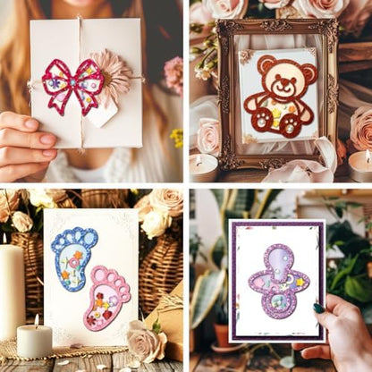 MAYJOYDIY Newborn Die Cuts for Card Making Cute Bear Bow Tie Footprints Metal Cutting Dies Onesie Embossing Cutting Stencil for Scrapbooking Craft Paper Birthday Card Gift Decoration - Image 5