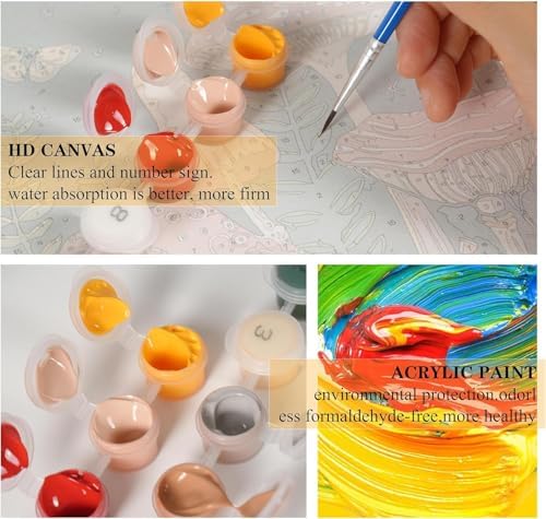 Mowana Swan Paint by Numbers Kit for Adults Framed Canvas - with Wooden Easel, Adults' Paint-by-Number Kits DIY Acrylic Oil Painting Kits Arts Crafts 7.8x11.8inch - Image 7