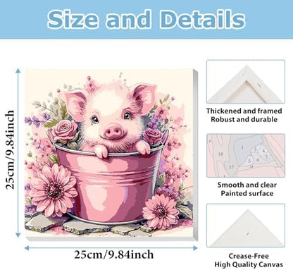 Pig Paint by Numbers Kit for Adults Beginner, Pig Paint by Numbers 10x10 in - Image 3