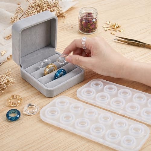 2Pcs Resin Ring Molds with 14 Rings and 7 Sizes,Silicone Resin Rings Making Kit,Round Pendant Jewelry Casting Mold for DIY Earrings Necklace Pendants Keyrings Crafts Decorations Making - Image 7