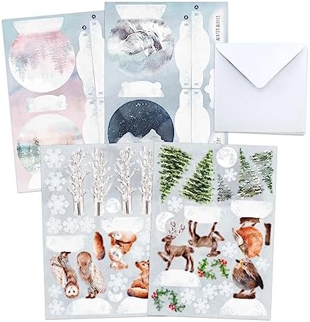 Katy Sue Watercolor Christmas Animals Die-Cut Pop-Up Card Making Kit for Adults. Makes 12 Cards with Festive Animals. Contains 12 Cards, 12 Sheets of Elements, & 12 Envelopes for Card Making Supplies - Image 2