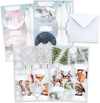 Katy Sue Watercolor Christmas Animals Die-Cut Pop-Up Card Making Kit for Adults. Makes 12 Cards with Festive Animals. Contains 12 Cards, 12 Sheets of Elements, & 12 Envelopes for Card Making Supplies - Image 2