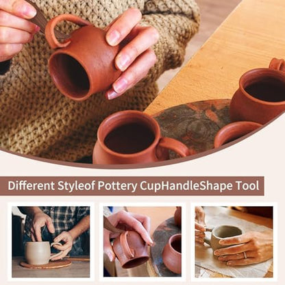 Sthmeyue Mug Handle Carving Tool, Pottery Handle Making Tools Set,5 PCS Walnut Wood Handle Sculpting & Carving Tools, Durable & Comfortable, Ideal for Shaping Clay Cup Handles - Image 4