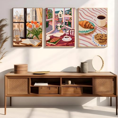 CasaWeave 6 Packs Paint by Numbers Kit for Adults,Coffee DIY Acrylic Oil Painting Paint by Numbers Kits on Canvas,Bread Adults Paint by Numbers Kits Drawing Paintwork for Home Decor 9.8x13.8inch - Image 2