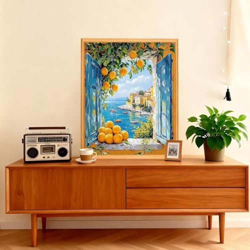 AIRDEA Landscape Paint by Numbers for Adults,Seaside Scenery Painting by Number Kits on Canvas,Frameless,16x20in DIY Acrylic Painting for Beginner,Home Wall Decor - Image 2