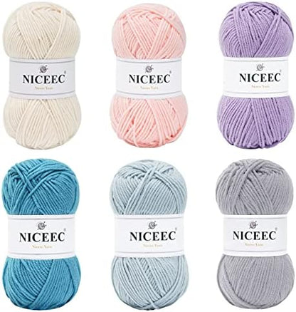 NICEEC 300g Soft Assorted Colors Yarn 100% Acrylic 870yds -Series 9 by NICEEC