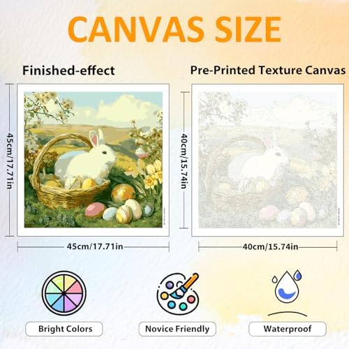 CRZMODE Easter Paint by Numbers Kit for Adults, Rabbit Paint by Numbers for Adults, Acrylic Painting Crafts for Home Decor Gift (16x16inch) - Image 2