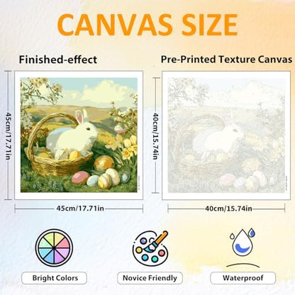 CRZMODE Easter Paint by Numbers Kit for Adults, Rabbit Paint by Numbers for Adults, Acrylic Painting Crafts for Home Decor Gift (16x16inch) - Image 2