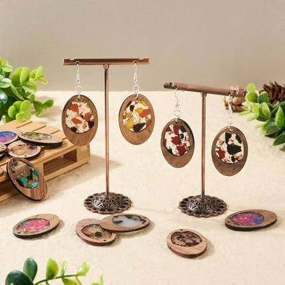 Boutigem 56Pcs Resin Wood Pendant Earring Set with Oval Walnut Wood Statement Charms Earring Hooks Jump Rings for Earring Necklace Jewelry Making - Image 4