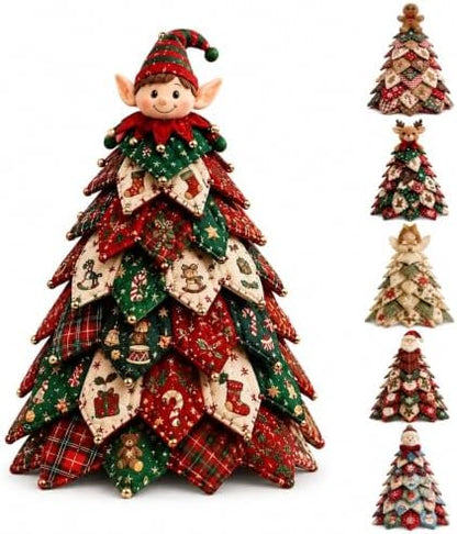 DIY Halloween Christmas Quilted Fabric Tree Kit, 3D Padded Patchwork Sewing Craft Kit for Beginners, Home Office Mantel Shelf Tabletop Decor, Handmade Holiday Gift for Craft Lovers (Christmas #E) by Muhubaih