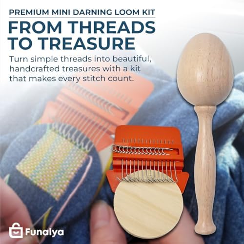 Funalya Complete Darning Loom Kit, Egg,14 Hook Darning Loom, 50 Threads, Guide - Image 5