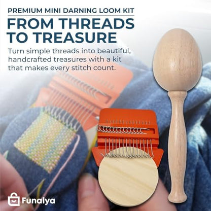 Funalya Complete Darning Loom Kit, Egg,14 Hook Darning Loom, 50 Threads, Guide - Image 5