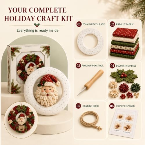 3D Fabric Poke Wreath DIY Kit,3D Fabric Poke Wreath DIY Kit for Adults (#A) - Image 5