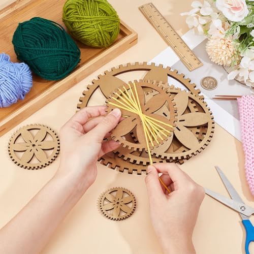 BENECREAT 6 Sizes Poplar Wood Weaving Loom Kit, Round DIY Weaving Loom DIY Weaving Art Tapestry Loom for Hanging Decor Woven Tapestry Knitted Crafts Making, 4.5mm Thick - Image 3