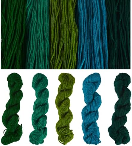 Cheriswelry 5 Skeins Acrylic Fiber Yarn for Weaving Knitting Crochet 2mm Green Theme Soft Craft Sewing Cord Threads Multicolor Skeins Yarn kit for Beginners Adults - Image 7