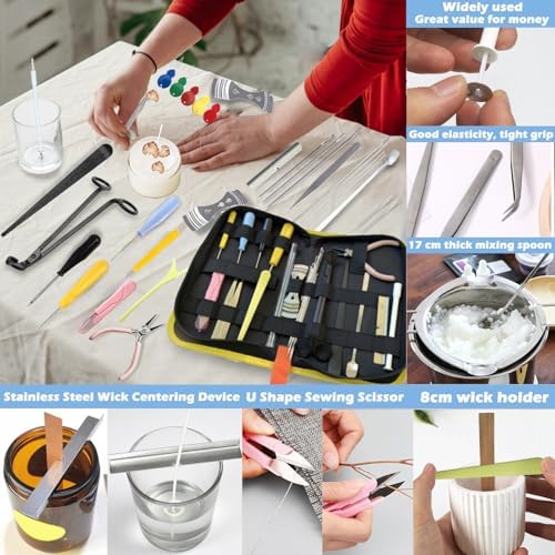 DIY Candle Making Supplies with Organizer Bag Mold Hook&Eye Punch Needle,Big Hole Long Needle Awl for Candle Making,Wick Trimmer& Dipper,Candle Tool Inserting Wick for Beginner - Image 5