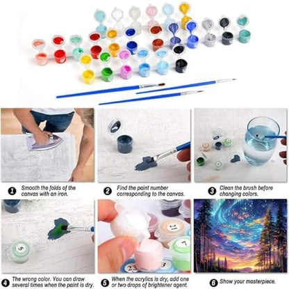 NEGEKFKX 6 Pack Paint by Numbers Kit for Adults Beginner,Starry Night Easy Adult Paint by Number Kits on Canvas DIY Painting for Beginners Art by Numbers for Home Wall Decor 10x12 Inch - Image 6