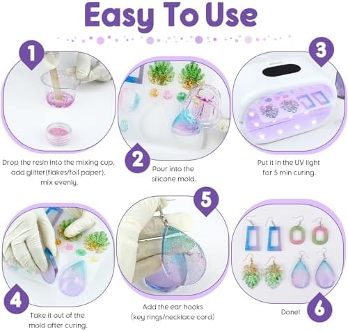 Akisey UV Resin Kit with Light & UV Resin Jewelry Making Kit - Image 6