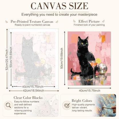 TELMOXA Cat Paint by Numbers Kit for Adults, 16x16 in - Image 3