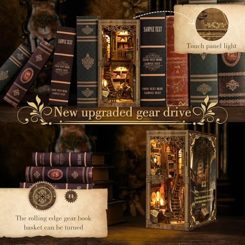 Book Nook Kit - (Classic Edition) - DIY Miniature Wooden Puzzle | Vintage Book Collection Room with LED Lights | 3D Dollhouse Bookend for Bookshelf Decoration | Creative Gifts - Image 5