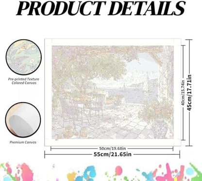 koemhxb Summer Coast Paint by Numbers Kit for Adults Beginners, Seaside Landscape Art Adult Paint by Numbers on Canvas, DIY Acrylic Oil Painting Crafts for Home Decor (16x20inch) - Image 2