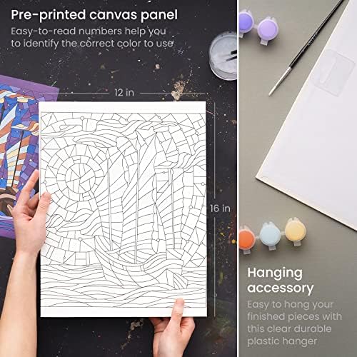 ARTEZA Paint by Number for Adults, 12x16 Inches, 21 Pieces, Boat Paint by Numbers Kit, Comes with 1 Canvas Panel, 12 Acrylic Paint Pots, 5 Paintbrushes, Art Supplies for Beginners & Hobby Painters - Image 2