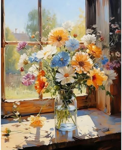 PRASIO Paint by Numbers Kit for Adults Beginner, Flower Easy Adult Paint by Number Kits on Canvas, DIY Acrylic Watercolor Oil Paint by Number for Adults for Home Decor Gift 16x20 Inch by Unknown