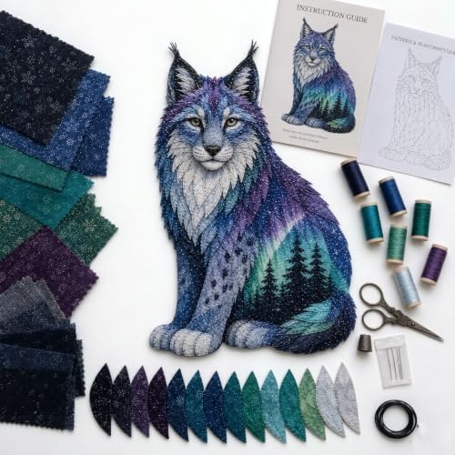 Northern Lights Wildlife DIY Patchwork Kit - Sewing Craft Kit for Adults with Layered Fabric Animal Pieces, Handmade Home Decor Project for Craft Lovers & DIY Enthusiasts by Unknown