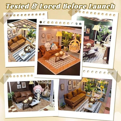 Flever DIY Miniature House Kit, Tiny Home Kit with LED Light, Mini House Build Craft Kits for Adults and Teens, Home Decor Creative Gift for Family/Friends(Warm Moment) - Image 6