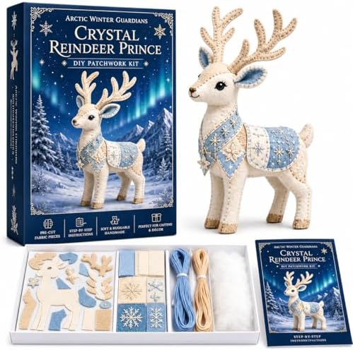 Winter Fantasy Animal Felt Sewing Kit, DIY Patchwork Craft Kit with Pre-Cut Felt Pieces, 3D Stuffed Animal Making Set for Beginners Adults Teens, Creative Home Decor Gift (K) by Unknown