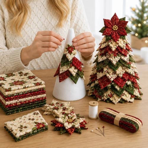 DIY Quilted Christmas Tree Kit, 3D Fabric Patchwork Craft Set for Adults & Beginners, Handmade Holiday Sewing & Tabletop Decor Project, Creative Crafting Gift Box (#X) - Image 7