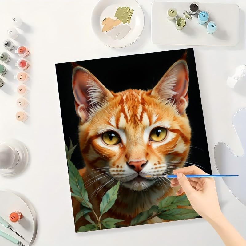 TAOPAOLAB Ginger Cat Paint by Numbers Kit for Adults - DIY Curious Tabby Portrait Painting on Canvas 16x20In, Acrylic Paint Set, Suitable for Beginners, Pet Art for Home Decoration or Gifts - Image 3
