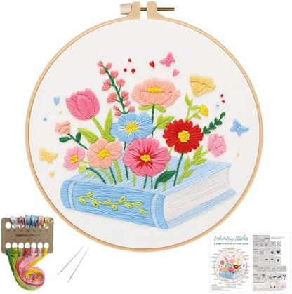 Louise Maelys Floral & Book Embroidery Kit for Beginners DIY Craft Kit by LouiseMaelys