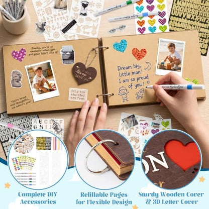 CY2SIDE DIY Best Son Ever Photo Album Scrapbook Craft Kit & Wooden Cover - Image 3