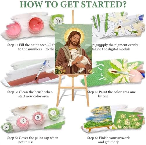 ICYANART Paint by Numbers for Adults Framed, Jesus Number Painting 8x12In - Image 7
