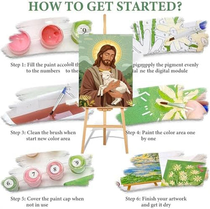 ICYANART Paint by Numbers for Adults Framed, Jesus Number Painting 8x12In - Image 7