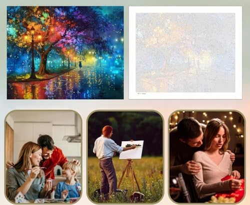 5DDIYART Evening Walk on Rainy Day Street Paint by Numbers for Adults Beginner, Paint by Number Kits on Canvas, Easy Acrylic Oil Painting Home Wall Decor 16x20inch - Image 6
