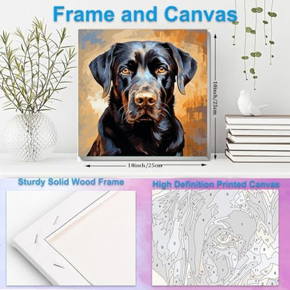 Artunion Framed Paint by Numbers Kit for Adults Beginners & Kids Ages 8-12, Labrador Retriever Dog Paint by Number with Frame, Black Lab Dog Paint by Numbers Kit on Canvas 10 * 10 Inch Without Easel - Image 5