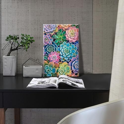 HeeBenor Framed Paint by Numbers Kit for Adults, Succulent, 8x12 Inch - Image 6