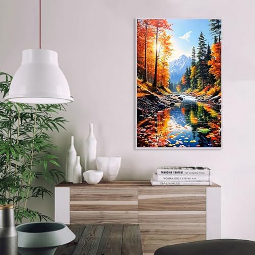 MaiMMaledy Paint by Numbers Kit for Adults Beginners Canvas Pictures with Framed Drawing Painting Acrylic Pigment with Wooden Triangle Easel Colorful Natural Scenery 8Wx12L inch - Image 6