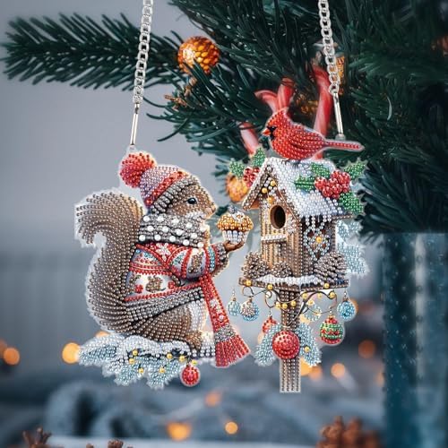 5D DIY Diamond Painting Pendant kit, Squirrel Special Handmade Diamond Pendant, Suitable for Home, Window Decorations, Christmas Birthday Creative Gift Selection - Image 4