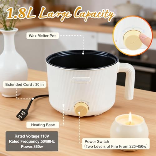AOTOIE Wax Melter for Candle Making, Wax Melters Pot with Silicone Pouring Spout, DIY Candle Making Kit Included Centering Device, Stirring Spoon, Wicks, Wick Stickers,Wax Melter Supplies - Image 7