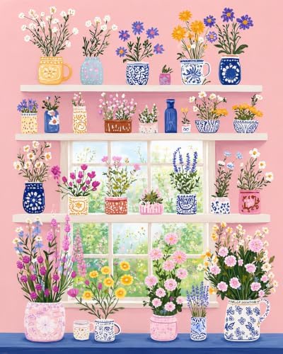 AuraDraw Flowers Paint by Numbers Kit for Adults Beginner, Flower Paint by Number Kits for Adults Canvas, Painting by Numbers Adult for Home Wall Decor(16x20inch) by AuraDraw